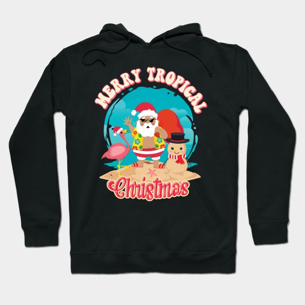 Merry Tropical Christmas - Hawaii Beach Tropical Xmas Hoodie by Graphic Duster